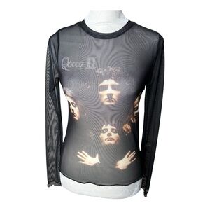 Rock Off Queen Bohemian Rhapsody Sheer Mesh Top Size Small Graphic Print New